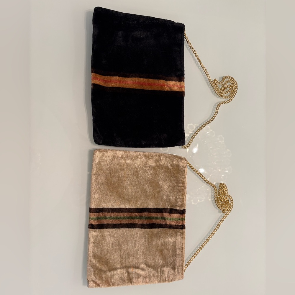 Vintage Velvet Shoulder Bags with Chain Straps.  Made in Italy by St. Michael.